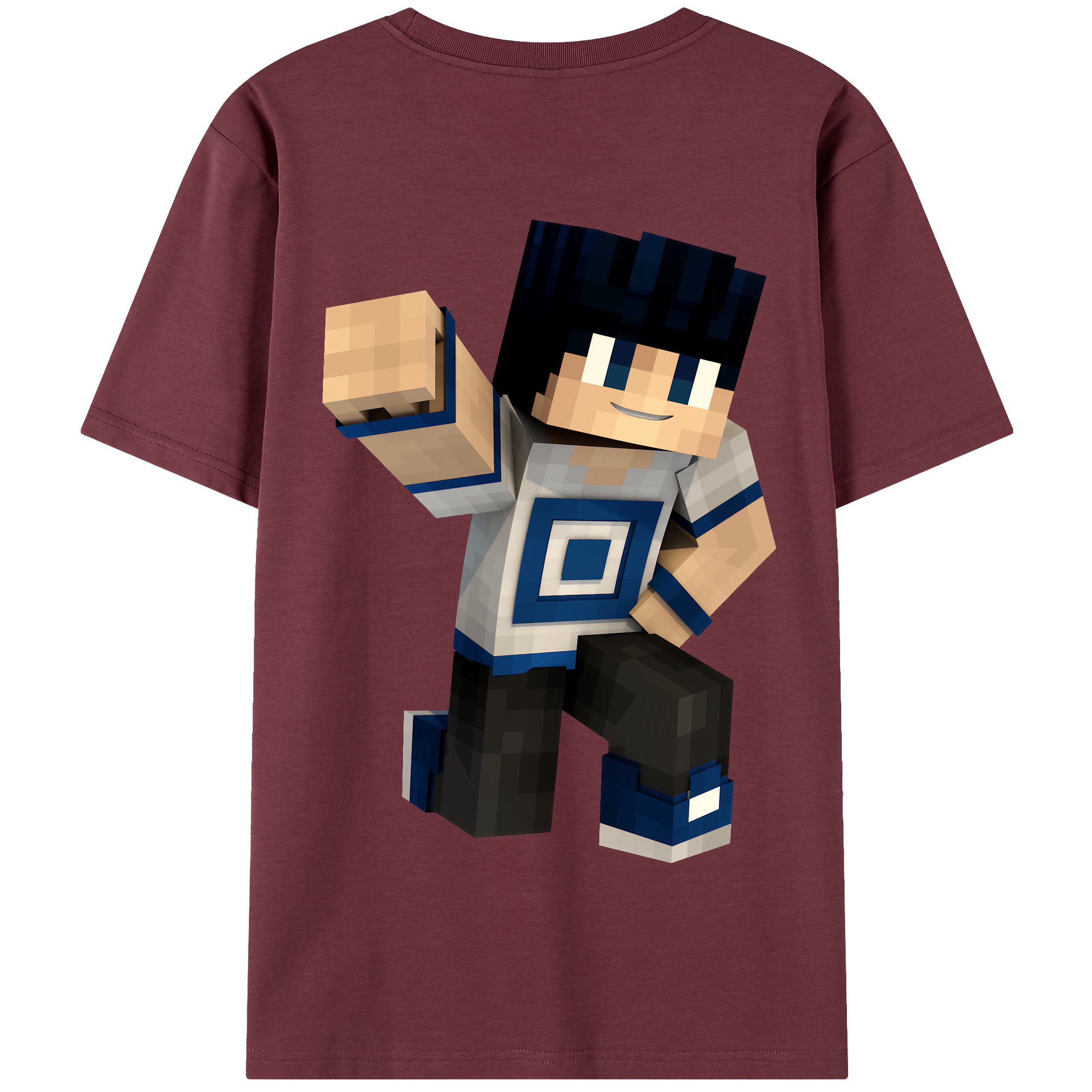 （画像用） マインクラフト ブロックの世界 Minecraft MC Block world 綿100％半袖Tシャツ（背面プリント）